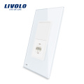 Livolo eua soquete hdmi com parede de cristal branco pérola tomada de parede tomada elétrica 220 v vl-c591hd-11